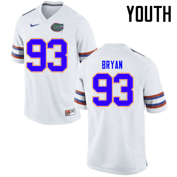 Youth Florida Gators #93 Taven Bryan College Football Jerseys Sale-White - Click Image to Close